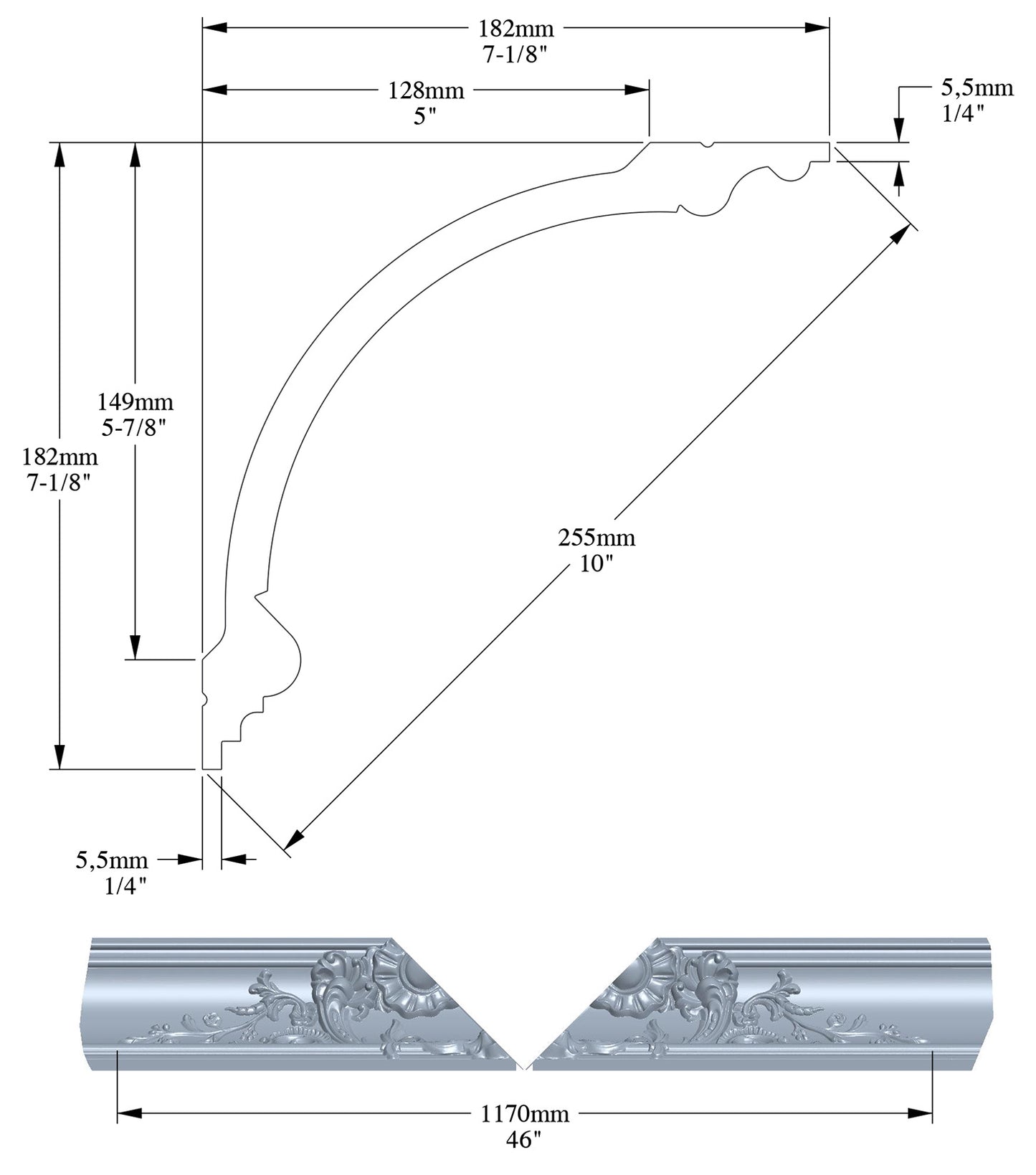 Orac Decor C338B Cornice Soffitto Purotouch® Poliuretano Ad Alta Densità Bianco Resistente Agli Urti Calore Facile Da Installare Stile Barocco Verniciabile Pretrattata Primer Acrilico Impermeabile Per Interno Esterno Ambienti Umidi Misura 200x18,2x18,2 cm
