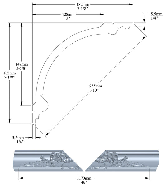 Orac Decor C338B Cornice Soffitto Purotouch® Poliuretano Ad Alta Densità Bianco Resistente Agli Urti Calore Facile Da Installare Stile Barocco Verniciabile Pretrattata Primer Acrilico Impermeabile Per Interno Esterno Ambienti Umidi Misura 200x18,2x18,2 cm