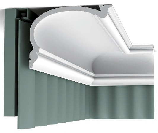 Orac Decor C342 Cornice Soffitto Parete Purotouch® Poliuretano Ad Alta Densità Bianco Resistente Agli Urti Calore Acqua Facile Da Installare Verniciabile Pretrattata Primer Acrilico Impermeabile Per Interno ed Esterno Ambienti Umidi Misura 200x14x19 cm