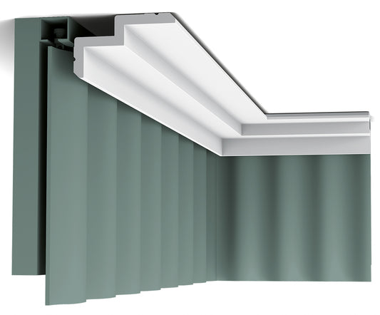 Orac Decor C390 Cornice Soffitto Parete Purotouch® Poliuretano Ad Alta Densità Bianco Resistente Agli Urti Calore Acqua Illuminazione Indiretta Verniciabile Pretrattata Primer Acrilico Impermeabile Per Interno Esterno Ambienti Umidi Misura 200x6x10 cm