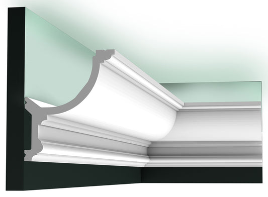 Orac Decor C901 Cornice Soffitto Parete Purotouch® Poliuretano Ad Alta Densità Bianco Resistente Agli Urti Calore Acqua Illuminazione Indiretta Verniciabile Pretrattata Primer Acrilico Impermeabile Per Interno Esterno Ambienti Umidi Misura 200x14,8x12,3cm