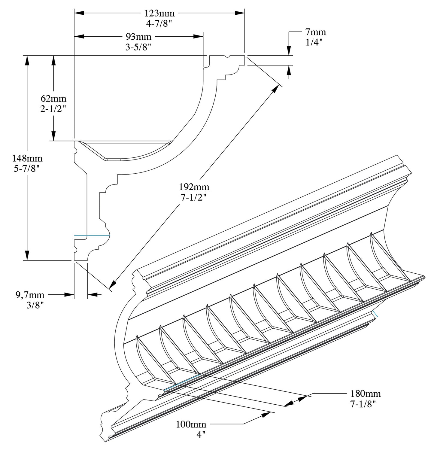 Orac Decor C901F Cornice Soffitto Parete Poliuretano Flessibile Curvabile Bianco Resistente Agli Urti Calore Termiti Acqua Illuminazione Indiretta Verniciabile Pretrattata Primer Acrilico Impermeabile Interno Esterno Ambienti Umidi Misura 200x14,8x12,3cm