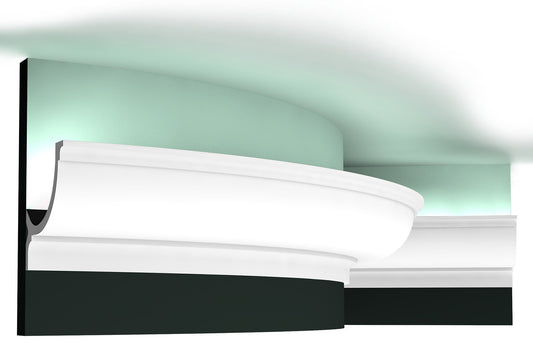 Orac Decor C902F Cornice Soffitto Parete Poliuretano Flessibile Curvabile Bianco Resistente Agli Urti Calore Termiti Acqua Illuminazione Indiretta Verniciabile Pretrattata Primer Acrilico Impermeabile Interno Esterno Ambienti Umidi Misura 200x10,3x10,3 cm