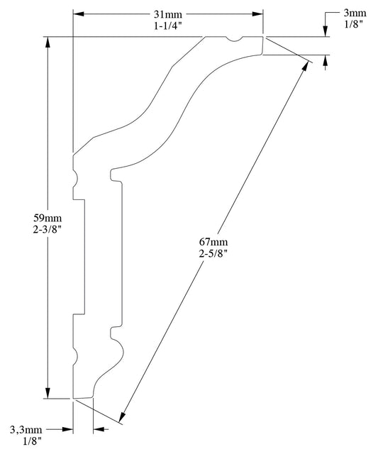 Orac Decor CX141 Cornice Soffitto Parete Duropolymer® Polistirene Ad Alta Densità Bianco Resistente Agli Urti Calore Acqua Facile Da Installare Verniciabile Pretrattata Primer Acrilico Impermeabile Interno ed Esterno Ambienti Umidi Misura 200x5,9x3,1 cm