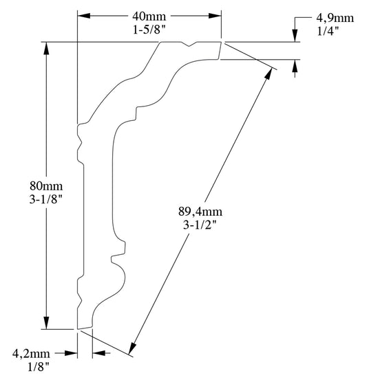 Orac Decor CX176 Cornice Soffitto Parete Duropolymer® Polistirene Ad Alta Densità Bianco Resistente Agli Urti Calore Acqua Facile Da Installare Verniciabile Pretrattata Primer Acrilico Impermeabile Per Interno ed Esterno Ambienti Umidi Misura 200x8x4 cm