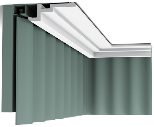 Orac Decor CX196 Cornice Soffitto Parete Duropolymer® Polistirene Ad Alta Densità Bianco Resistente Agli Urti Calore Acqua Illuminazione Indiretta Verniciabile Pretrattata Primer Acrilico Impermeabile Per Interno Esterno Ambienti Umidi Misura 200x4x11,3cm