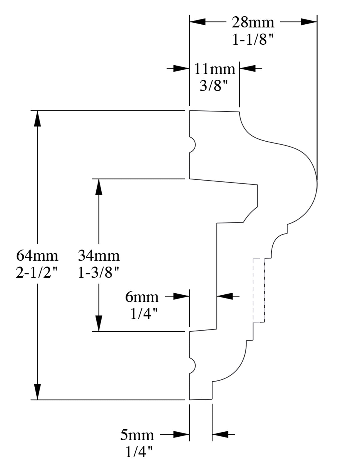 Orac Decor P6020 Cornice Profilo Parete Purotouch® Poliuretano Ad Alta Densità Bianco Resistente Agli Urti Calore Acqua Facile Da Installare Verniciabile Pretrattata Primer Acrilico Impermeabile Per Interno ed Esterno Ambienti Umidi Misura 200x6,4x2,8 cm