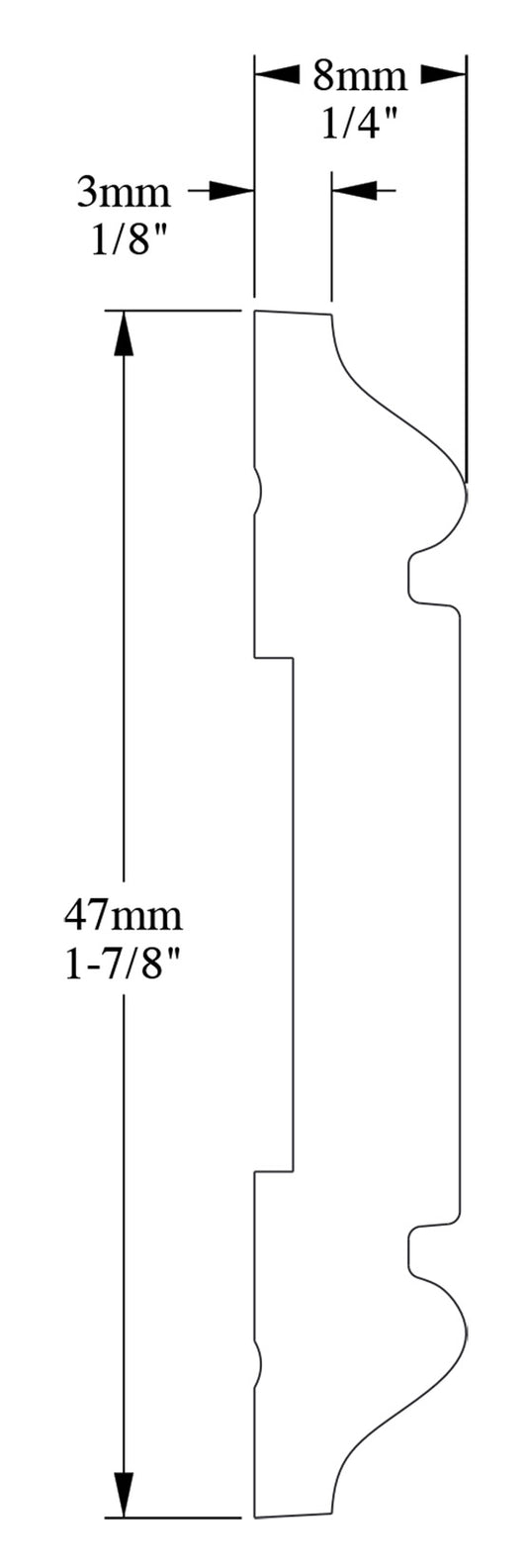 Orac Decor PX144 Cornice Profilo Parete Duropolymer® Polistirene Ad Alta Densità Bianco Resistente Agli Urti Calore Acqua Facile Da Installare Verniciabile Pretrattata Primer Acrilico Impermeabile Per Interno ed Esterno Ambienti Umidi Misura 200x4,7x0,8cm