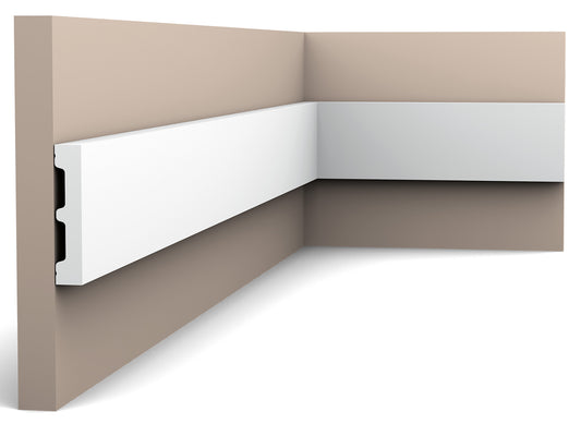 Orac Decor SX157 Battiscopa Zoccolino Parete Duropolymer® Polistirene Ad Alta Densità Bianco Resistente Agli Urti Calore Acqua Facile Da Installare Verniciabile Pretrattata Primer Acrilico Impermeabile Interno Esterno Ambienti Umidi Misura 200x6,6x1,3 cm