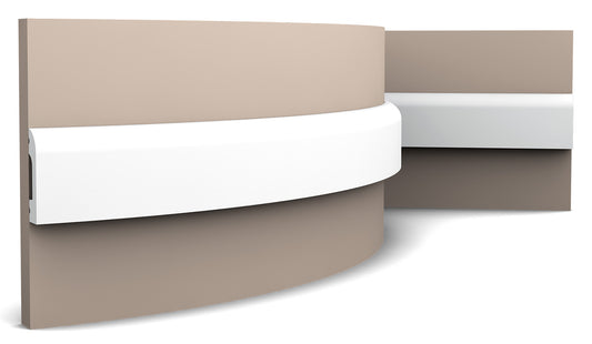 Orac Decor SX182F Cornice Battiscopa Zoccolino Parete Purotouch® Poliuretano Flessibile Flex Bianco Resistente Urti Calore Acqua Facile Da Installare Verniciabile Pretrattata Primer Acrilico Impermeabile Interno Esterno Ambienti Umidi Misura 200x5x1,3 cm