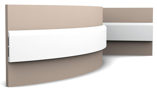 Orac Decor SX183F Cornice Battiscopa Zoccolino Parete Purotouch® Poliuretano Flessibile Flex Bianco Resistente Urti Calore Acqua Facile Da Installare Verniciabile Pretrattata Primer Acrilico Impermeabile Interno Esterno Ambienti Umidi Misura 200x7,5x1,3cm