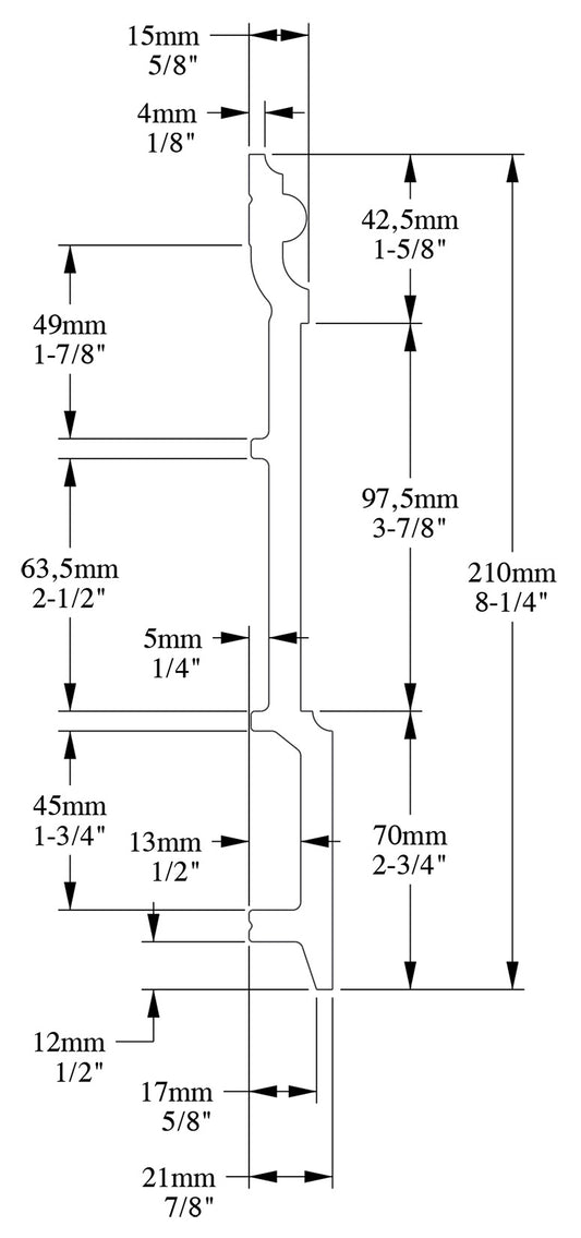 Orac Decor SX191 Battiscopa Zoccolino Zoccolo Parete Duropolymer® Polistirene Ad Alta Densità Bianco Resistente Agli Urti Calore Acqua Facile Da Installare Verniciabile Pretrattata Primer Acrilico Impermeabile Interno Esterno Ambienti Umidi 200x21x2,1 cm