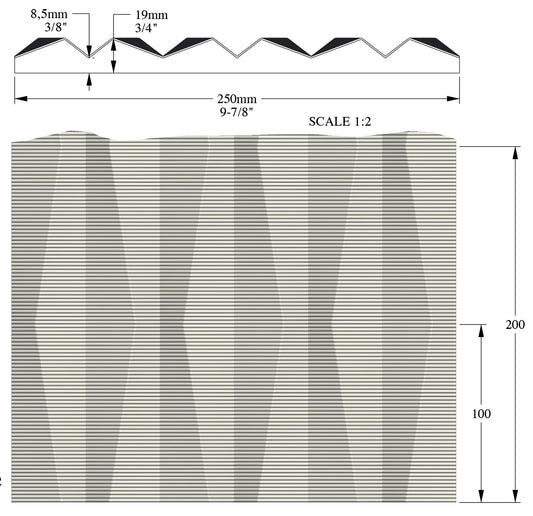 Orac Decor W112 Ridge Pannello Murale 3D Onda Decorazione Parete Purotouch® Poliuretano Alta Densità Bianco Resistente Agli Urti Calore Acqua Assorbimento Acustico Facile Da Installare Verniciabile Acrilico Impermeabile Interno Esterno Misura 200x25x1,9cm