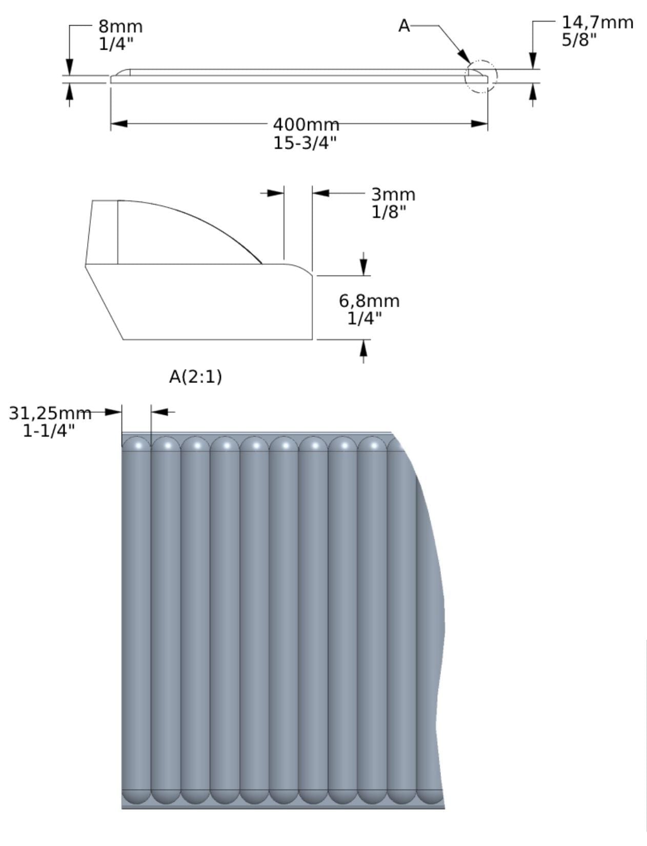 Orac Decor W214F HILL BEAD XL Pannello Murale 3D Bombato Tondo Parete Poliuretano Flessibile Flex Bianco Resistente Agli Urti Calore Acqua Assorbimento Acustico Facile Da Installare Verniciabile Acrilico Impermeabile Interno Esterno Misura 200x40x1,5 cm