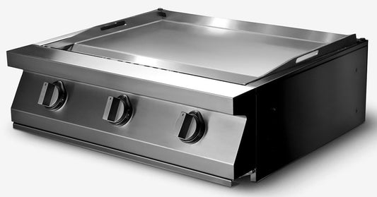 Palazzetti in Giardino Gioia Barbecue Gas GPL Propano Metano Naturale Inserto Base 3 Bruciatori Accensione One-Touch Diffusori Calore Acciaio Inox Vaschetta Estraibile Piastra Teppanyaki Struttura 18/10 Manopole Metallo Coperchio Scaldavivande 70x70 H78cm