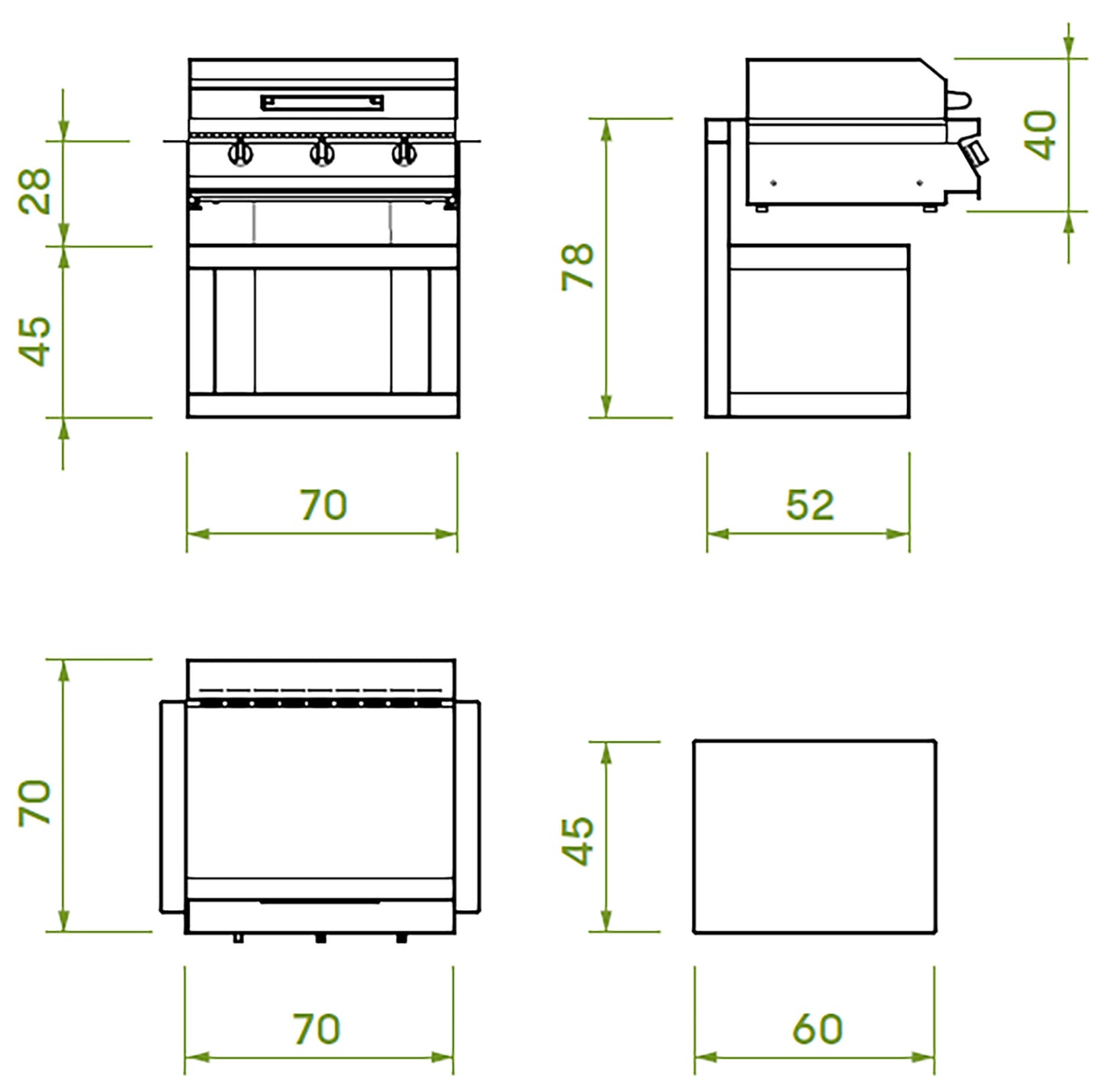 Palazzetti in Giardino Gioia Barbecue Gas GPL Propano Metano Naturale Inserto Base 3 Bruciatori Accensione One-Touch Diffusori Calore Acciaio Inox Vaschetta Estraibile Piastra Teppanyaki Struttura 18/10 Manopole Metallo Coperchio Scaldavivande 70x70 H78cm