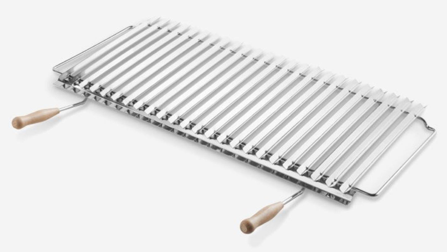 Palazzetti In Giardino Griglia Cottura Lux Realizzata Completamente In Acciaio Inox Di Elevato Spessore Con Manici Antiscottatura In Legno Sezione Semicircolare Con Leccarda Raccogli Grassi 99x40 cm