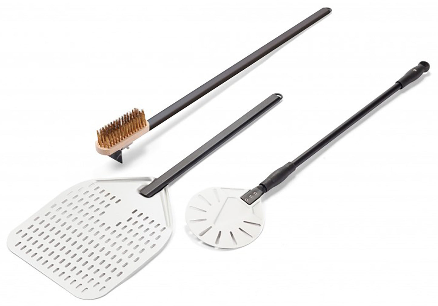 Palazzetti in Giardino Kit Attrezzi In Alluminio Per Forno Set Per Pizza 90 cm Per Gestire Con Facilità La Cottura E La Pulizia Composto Da Pala Rettangolare Forata Palino Forata Spazzolone Pulisci Forno
