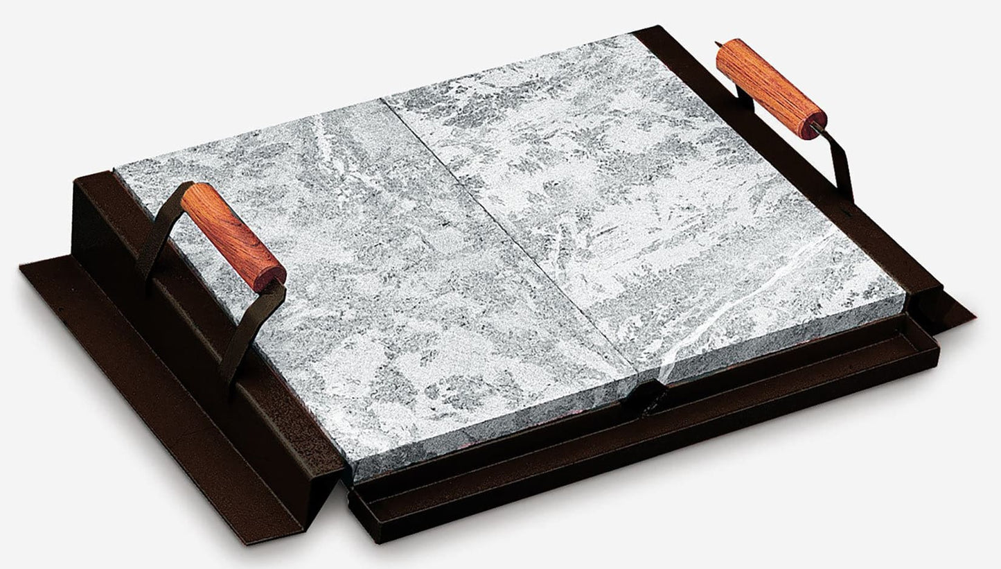 Palazzetti in Giardino Pietra Lavica Bioplatt 76x44 cm con Telaio In Acciaio Verniciato Dotato di Sistema Raccolta Grassi Cottura