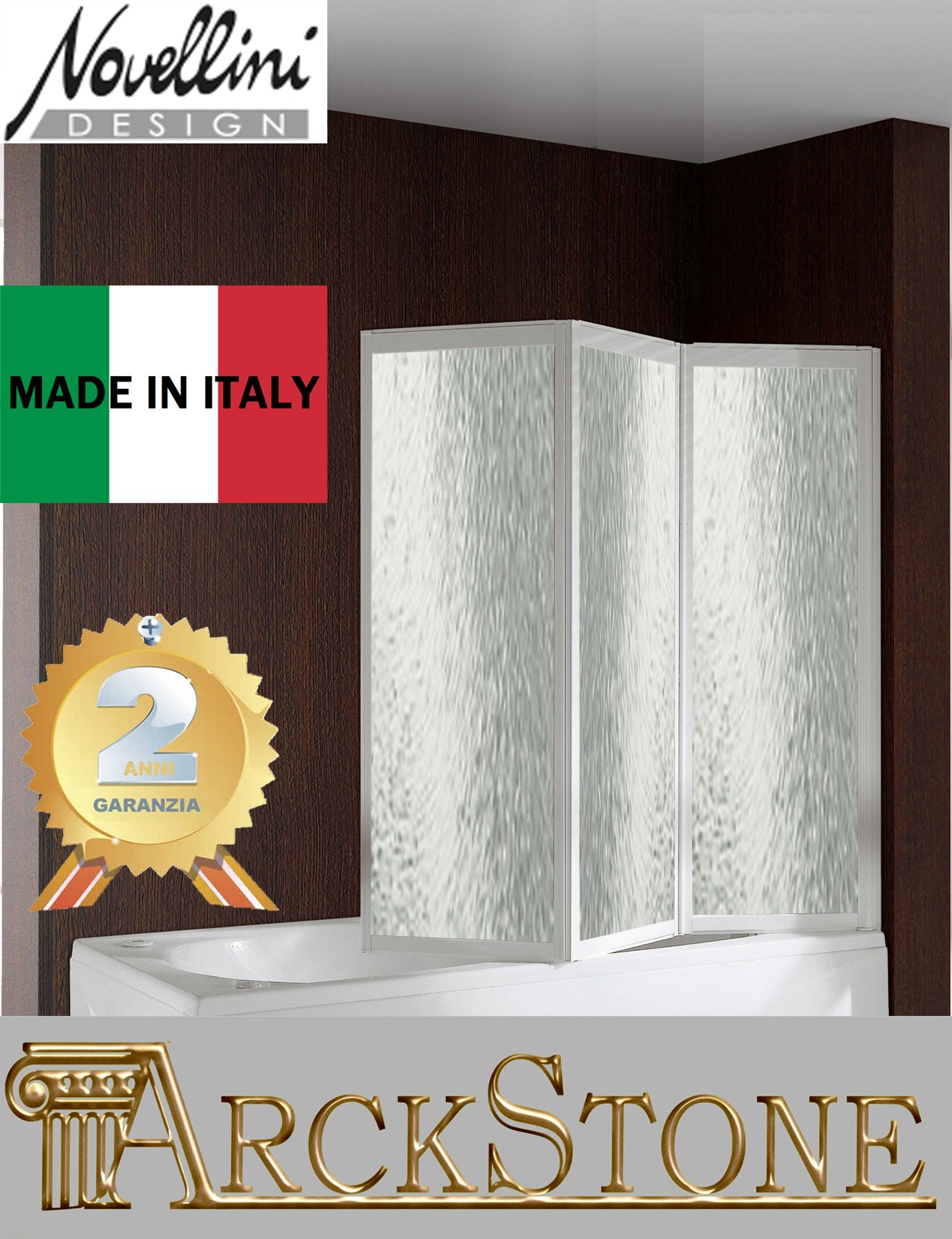 Novellini Aurora 9 Box Doccia Sopravasca 3 Ante a Soffietto Reversibile Vetro Cristallo Piumato Temperato Spessore 3 mm Profilo Bianco Estensibilità 3 cm Misura Larghezza 138 cm Altezza 138 cm 138x138 cm