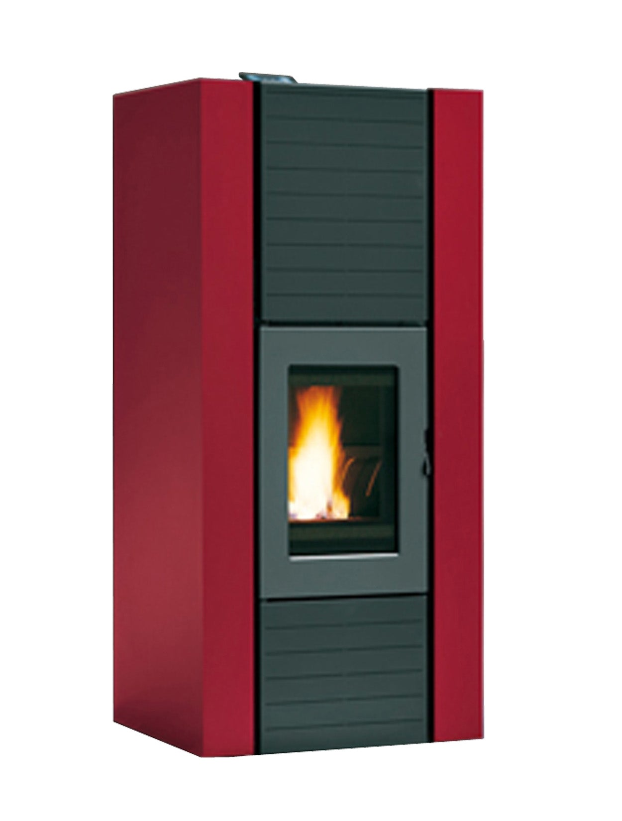 Termo Stufa Pellet Ermetica Palazzetti Martina Idro Lux 15 Potenza 15,4 kW Rivestimento Colore Rosso