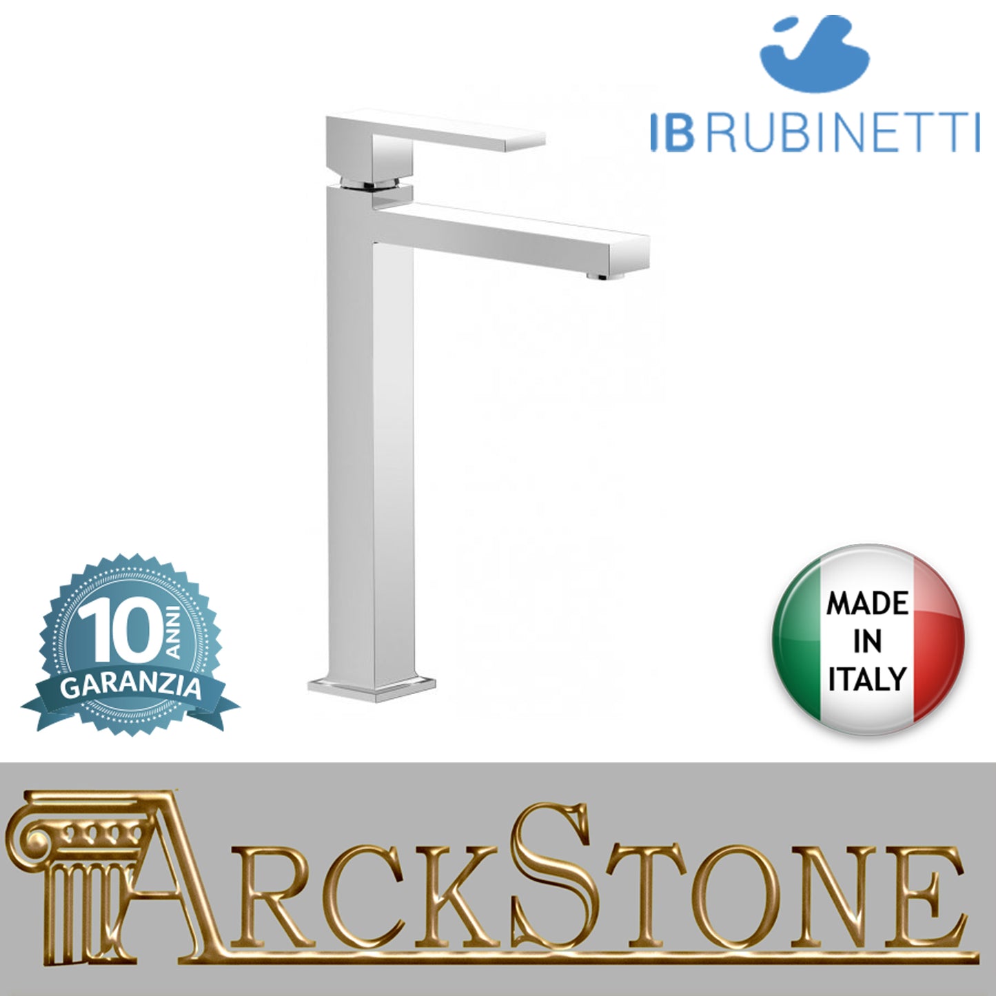Miscelatore lavabo alto mini completo di piletta di scarico click-clack marca IB rubinetti modello Rubacuori rubinetteria rubinetto ottone cromato fontana finitura cromo rivenditore autorizzato campania arredamento garanzia 10 anni azienda certificata