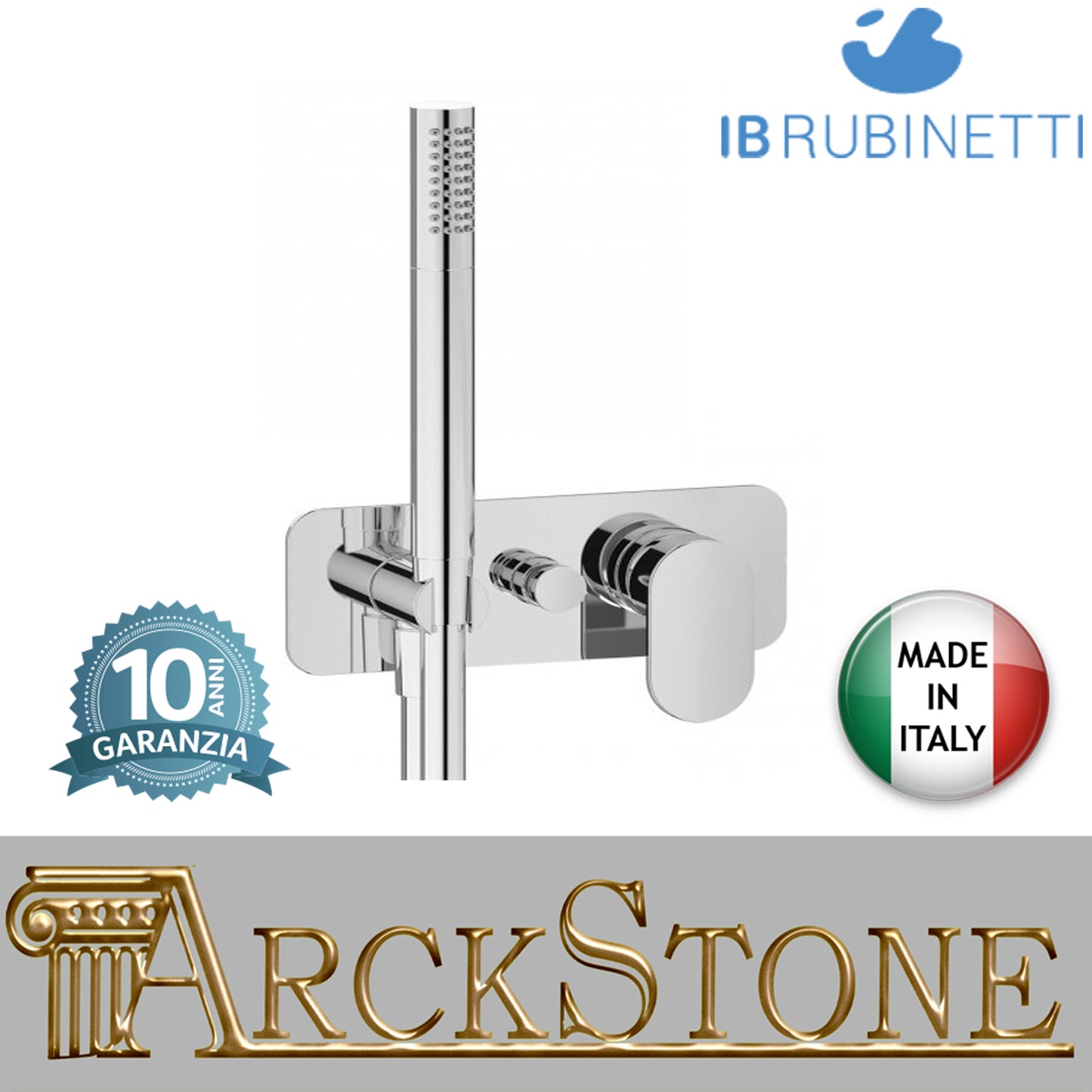 Miscelatore doccia incasso due vie con kit doccia integrato nella placca marca IB rubinetti modello SuperBox rubinetteria rubinetto ottone cromato fontana finitura cromo rivenditore autorizzato campania arredamento qualità garanzia 10 anni azienda