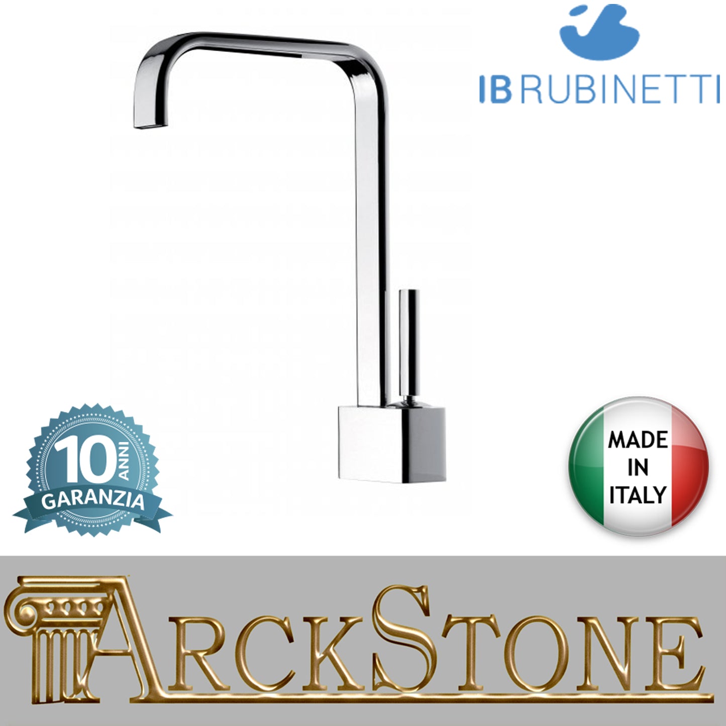 Miscelatore lavello monoforo marca IB rubinetti modello Serie Kitchen finitura ottone cromato rubinetteria cucina appoggio rivenditore autorizzato fontana lavatoio arredamento campania rubinetto garanzia 10 anni azienda certificata