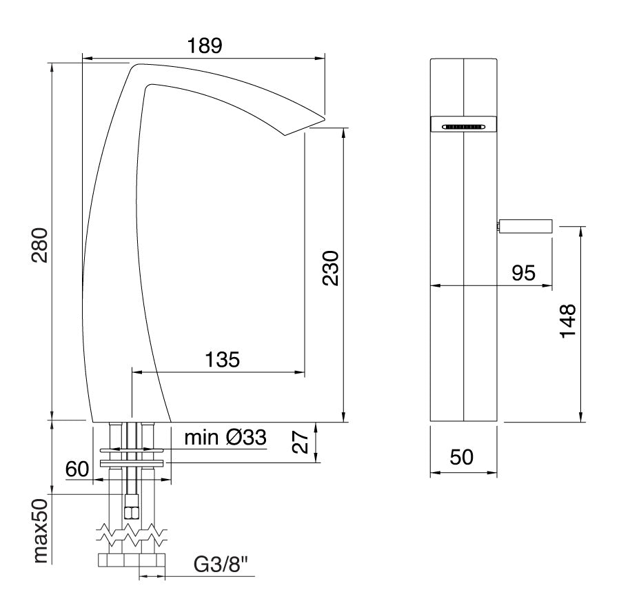 Miscelatore Monocomando Lavabo 230 Rubinetterie Treemme Arche' Materiale Ottone Finitura Cromata