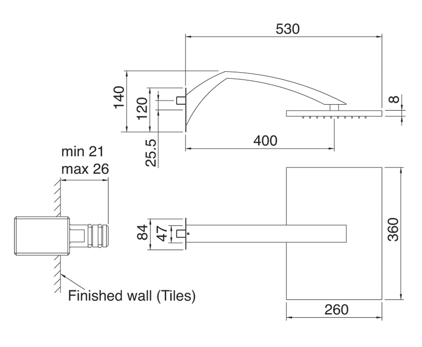 Rubinetterie Treemme Arche' Soffione Doccia 360x260 mm A Parete Metallo Anticalcare Con Braccio 400 mm In Ottone Finitura Cromata