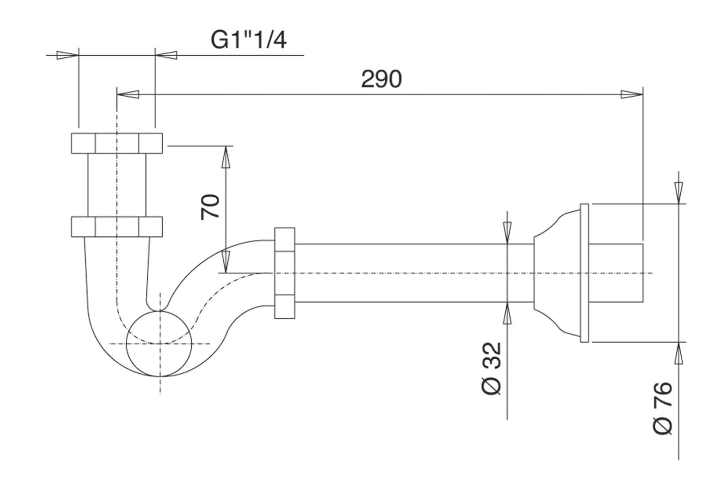 Rubinetterie Treemme 3M ROMANTICA IT 0433 CC ZZ ZZ Sifone Ad S Tondo Per Bidet 1" 1/4 Finitura Cromata