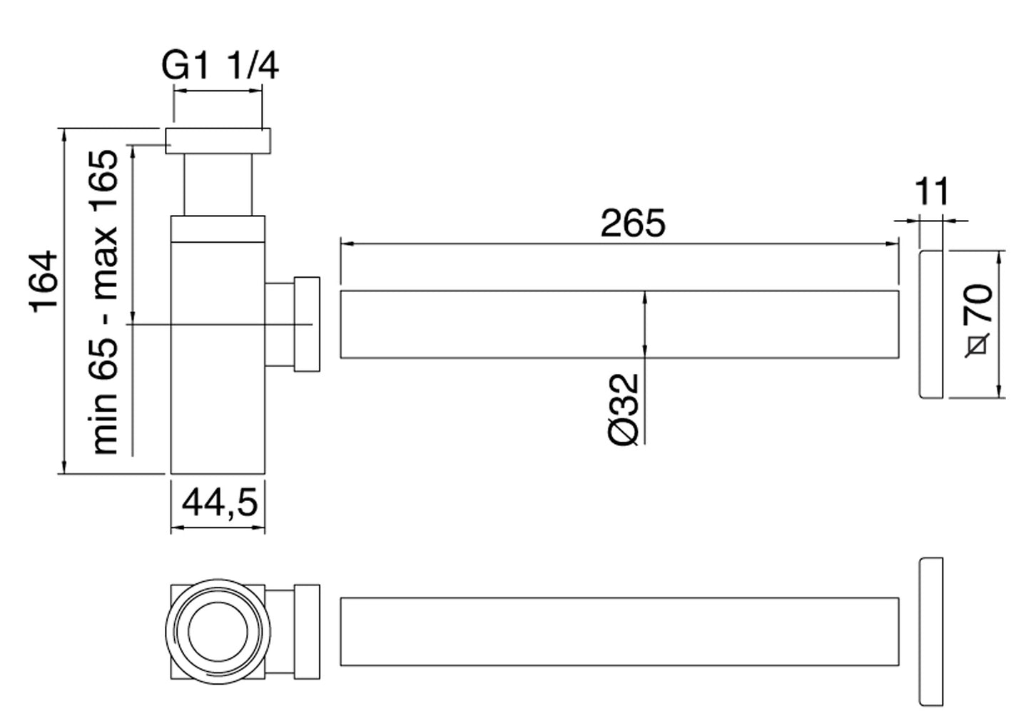 Sifone A Vista Quadro Rubinetterie Treemme Arche' Materiale Ottone Finitura Cromata