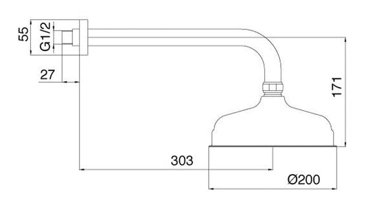 Rubinetterie Treemme 3M ROMANTICA IT 0495 CC ZZ ZZ Soffione Doccia A Parete Tondo In Metallo Diametro Ø 200 mm Anticalcare Con Braccio Doccia 303 mm Materiale Ottone Finitura Cromata