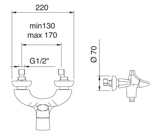 Miscelatore Gruppo Esterno Doccia Senza Set Doccia Rubinetterie Treemme Hedo' Materiale Ottone Finitura Cromata