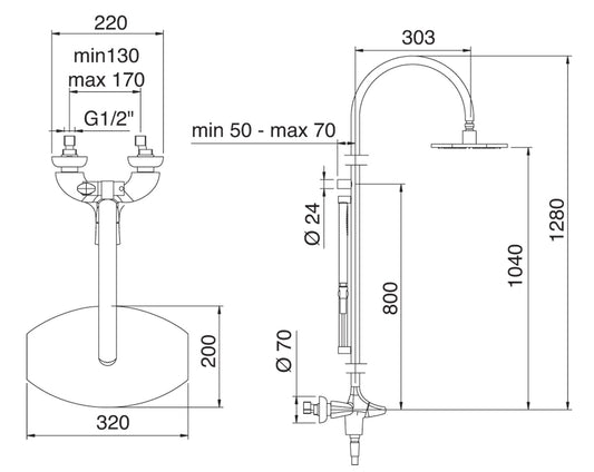 Gruppo Colonna Doccia Attrezzata Multifunzione Miscelatore Meccanico Con Doccetta E Soffione Anticalcare In Metallo Rubinetterie Treemme Hedo' Materiale Ottone Finitura Cromata