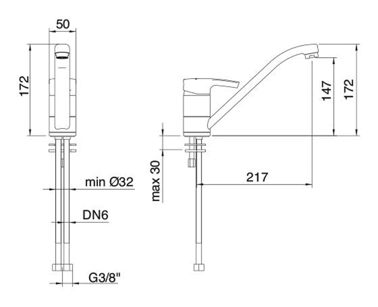Rubinetterie Treemme 3M Contract Kitchen S IT 1231 CC LG ZZ Miscelatore Monocomando Appoggio Lavello Cucina Standard Monoforo Stile Moderno Materiale Ottone Finitura Cromata