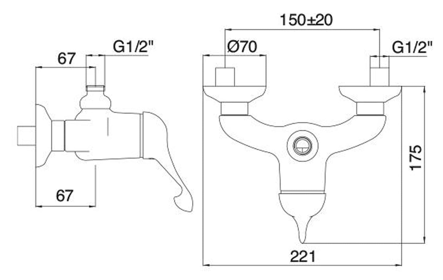 Rubinetterie Treemme PICCADILLY IT 2156 CC PY ZZ Miscelatore Gruppo Esterno Doccia Senza Set Doccia Materiale Ottone Finitura Cromata