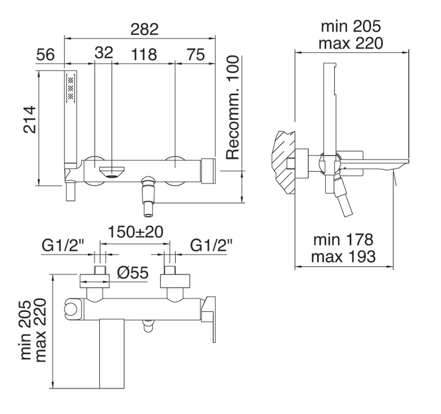 Rubinetterie Treemme Ran IT 2200 CC RN ZZ Miscelatore Monocomando Esterno Vasca Con Doccetta In Metallo Materiale Ottone Finitura Cromata