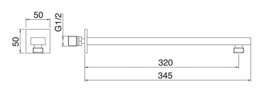 Rubinetterie Treemme SHOWERS & THERMOSTATICS Braccio Doccia A Parete 320 mm Per Soffione Materiale Ottone Finitura Cromata