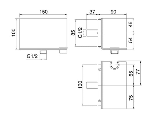 Rubinetterie Treemme 3M SHOWERS Presa Acqua A Muro Con Gancio Fisso Per Doccetta a Mano Materiale Acciaio Finitura Acciaio Spazzolato Opaco Inox