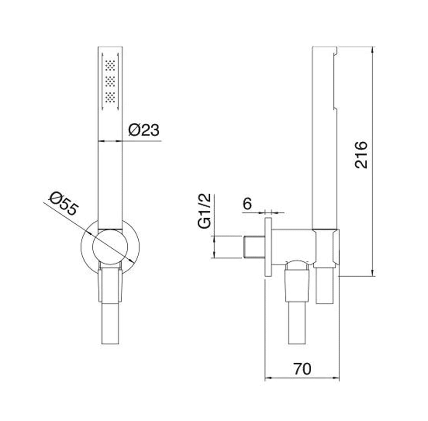 Rubinetterie Treemme 22MM Kit Gancio Flessibile In PVC E Doccetta Tonda Inox Materiale Acciaio Finitura Acciaio Spazzolato Opaco Inox