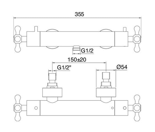 Rubinetterie Treemme 3M ROMANTICA IT 3688 CC PV ZZ Miscelatore Termostatico Esterno Doccia Materiale Ottone Finitura Cromata