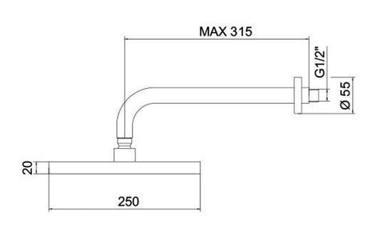 Rubinetterie Treemme 3M Contract ZIP RWIT 4907 CC 05 Soffione Doccia Pioggia A Parete Tondo In ABS Diametro 250 mm Anticalcare Con Braccio Doccia 315 mm Stile Moderno Materiale Ottone Finitura Cromata