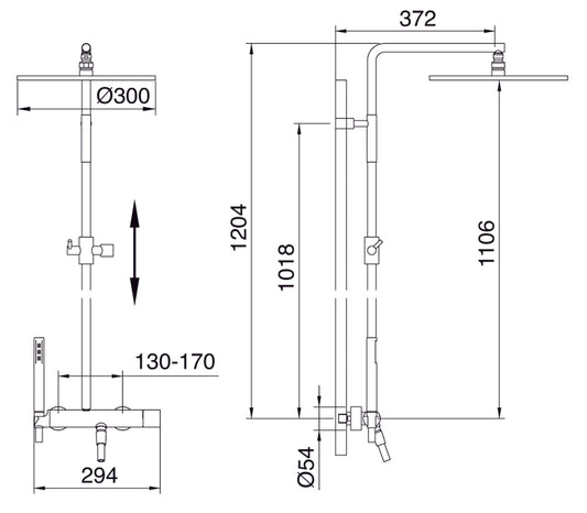 Rubinetterie Treemme Nanotech Gruppo Colonna Doccia Attrezzata Multifunzione Miscelatore Meccanico Con Doccetta E Soffione Anticalcare In Metallo Materiale Ottone Finitura Cromata