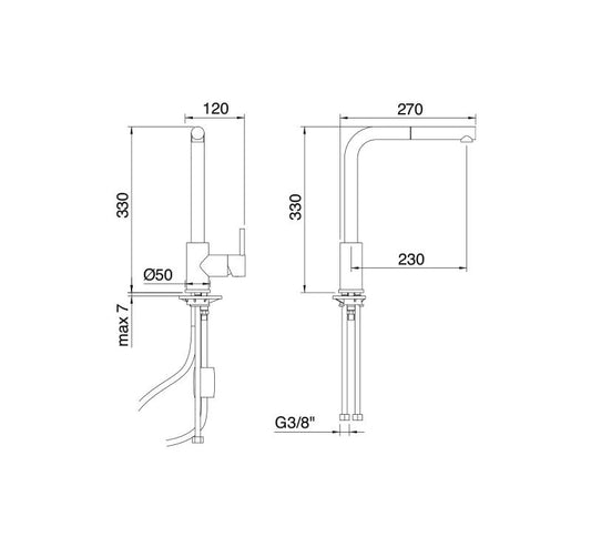 Rubinetterie Treemme KITCHEN - DESIGN Miscelatore Lavello Con Doccetta Estraibile Cucina Monoforo Stile Moderno Con Bocca Girevole Materiale Ottone Finitura Cromata