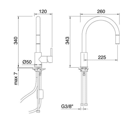 Rubinetterie Treemme KITCHEN - DESIGN Miscelatore Lavello Con Doccetta Estraibile Cucina Monoforo Stile Moderno Con Bocca Girevole Materiale Ottone Finitura Cromata