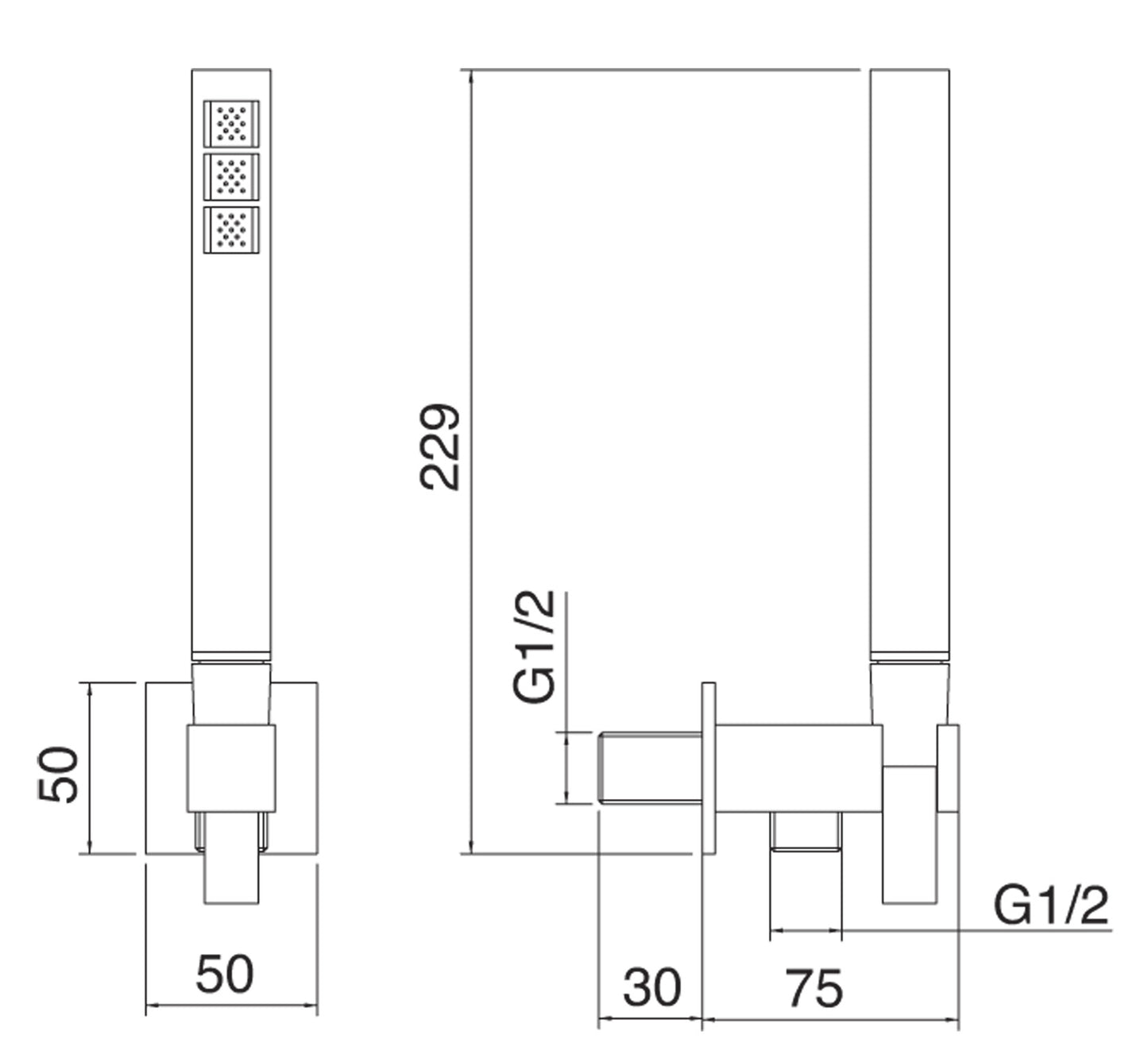 Kit Gancio Flessibile e Doccetta In Metallo Rubinetterie Treemme Arche' Finitura Cromata