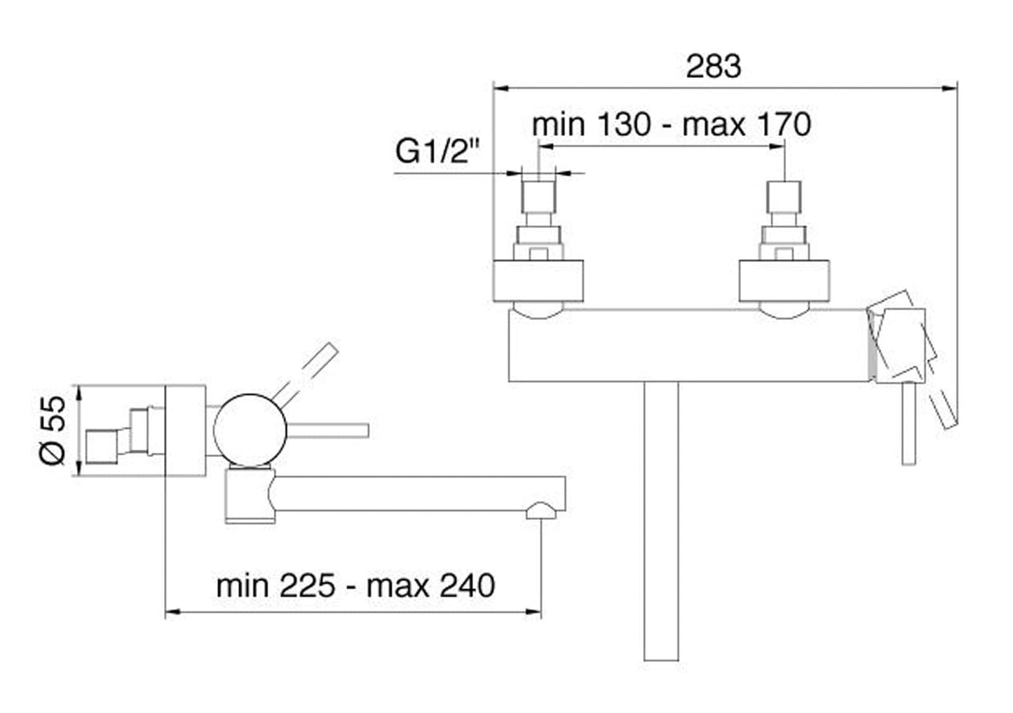 Rubinetterie Treemme KITCHEN - DESIGN Miscelatore Monocomando Lavello Cucina A Parete Stile Moderno Con Bocca Girevole Materiale Ottone Finitura Cromata