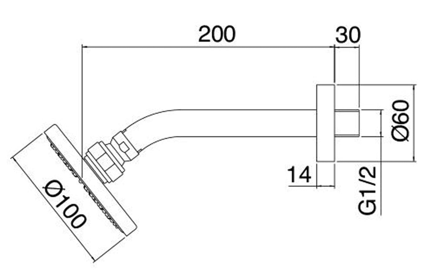 Rubinetterie Treemme SHOWERS & THERMOSTATICS Soffione Doccia A Parete Tondo In Abs Diametro 100 mm Anticalcare Con Braccio Doccia 200 mm Materiale Ottone Finitura Cromata