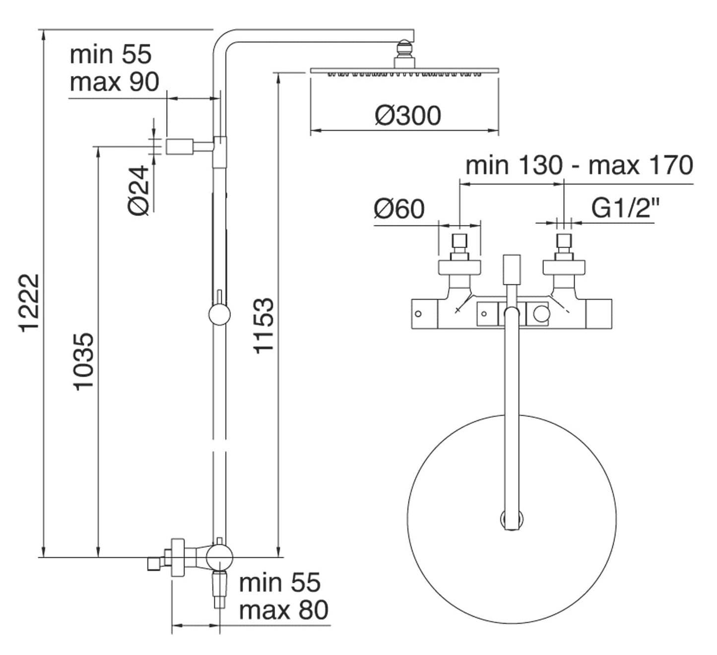 Rubinetterie Treemme SHOWERS & THERMOSTATICS Gruppo Colonna Doccia Attrezzata Multifunzione Miscelatore Termostatico Finitura Cromata Con Doccetta E Soffione Anticalcare In Metallo